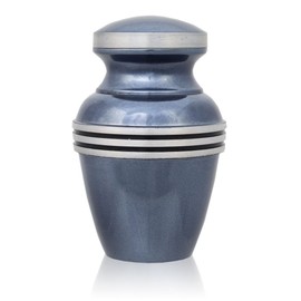 OneWorld Memorials Banded Alloy Keepsake Urn - Extra Small Keepsake Urn- Holds Up to 3 Cubic Inches of Ashes - Light Blue Cremation Urn, Mini Urn for Ashes