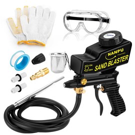 NANPU Air Sand Blaster Gun with Siphon & Gravity Feed for Air Compressor, Ceramic Nozzle, Metal Body, Paint/Rust Remover for Metal, Wood & Glass Etching, for Aluminum/Sand/Walnut Shells/Soda Blasting