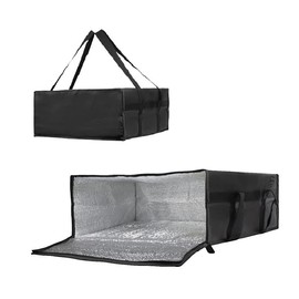 Xiesaip Insulated Food Delivery Bag, Meal Grocery Tote Insulation Bag for Hot and Cold Food, Commercial, Large Capacity Reusable Warming Bag (Black Pizza, 22'x22'x14')