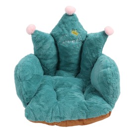 Office Chair Cushion Semi Enclosed Crown Shape Polyester Fiber Seat Cushion for Dormitories Home Blackish Green S