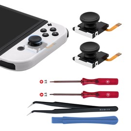 Mcbazel Switch/Switch Lite用のHall効果アナログジョイスティック ドリフト対策 2枚入り スイッチライト スティック交換修理部品 修理ツールキット付き-ブラック
