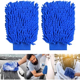 NINFEIQI 2Pcs Car Wash Mitt Glove, Microfiber Wash Mitts, Double Sided Wash Mitt for Car Washing, Cars Cleaning Mitts Glove for Cars Household Cleaning