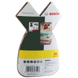 Bosch 2607017113 25-Piece Sanding Sheet Set for Multi-Sanders, grit 80, 120, 180, Red
