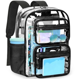Heavy-Duty Clear Backpack for School and Work, Large Transparent Bag with Reinforced Straps
