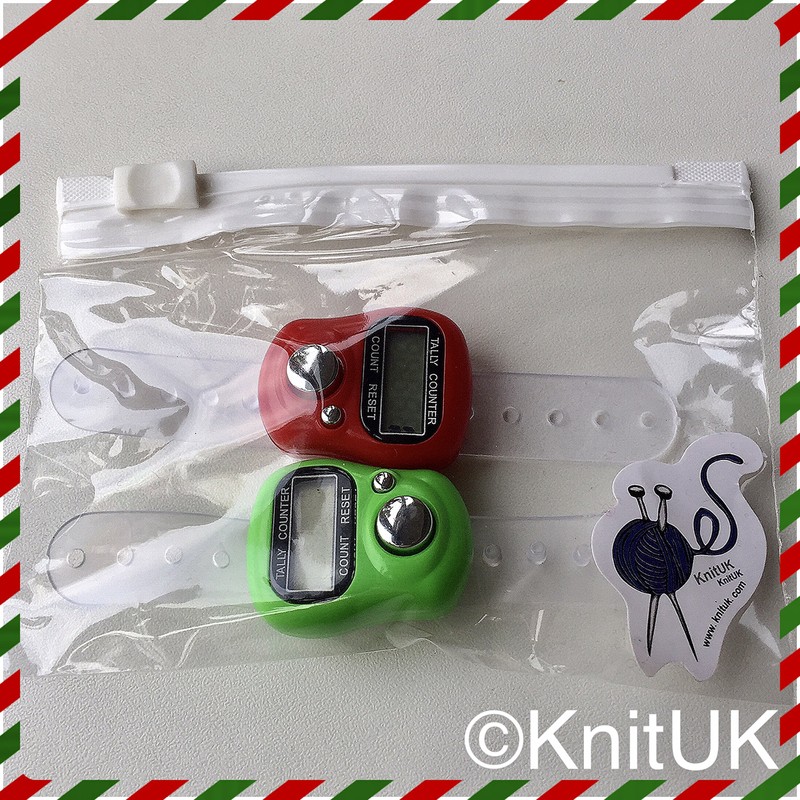 KnitUK Tally Counter - LCD (Finger-Held). Pack of 2. Green