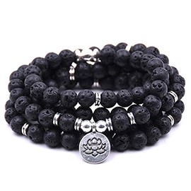 Self-Discovery 108 Natural Pearl Lotus Mala Yoga Bracelet, Stone, Stone