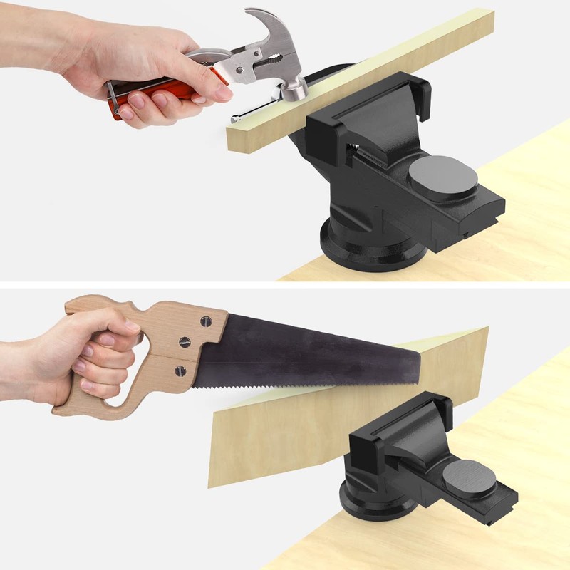 Housolution 3 Inch Universal Swivel Base Table Vise, 360°Rotating Bench