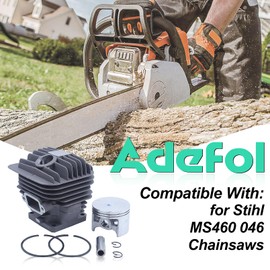 Adefol 54mm Cylinder Piston Kit for Stihl MS460 046 Chainsaws Replacement Parts with Clutch Drum Rim Sproket Needle Bearing Spark Plug Gasket Set Decompression Valve Card Spring for 11280201221