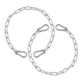 XIHIRCD 2pcs Gate Chain Links, 20 Inch Stainless Steel Outdoor Gate Chain Lock with Carabiners Security Gate Latch Chain Lock for Outside Fence, Yard, Barn, Horse, Goat, Dog Stall (Silver, 3mm Thick)