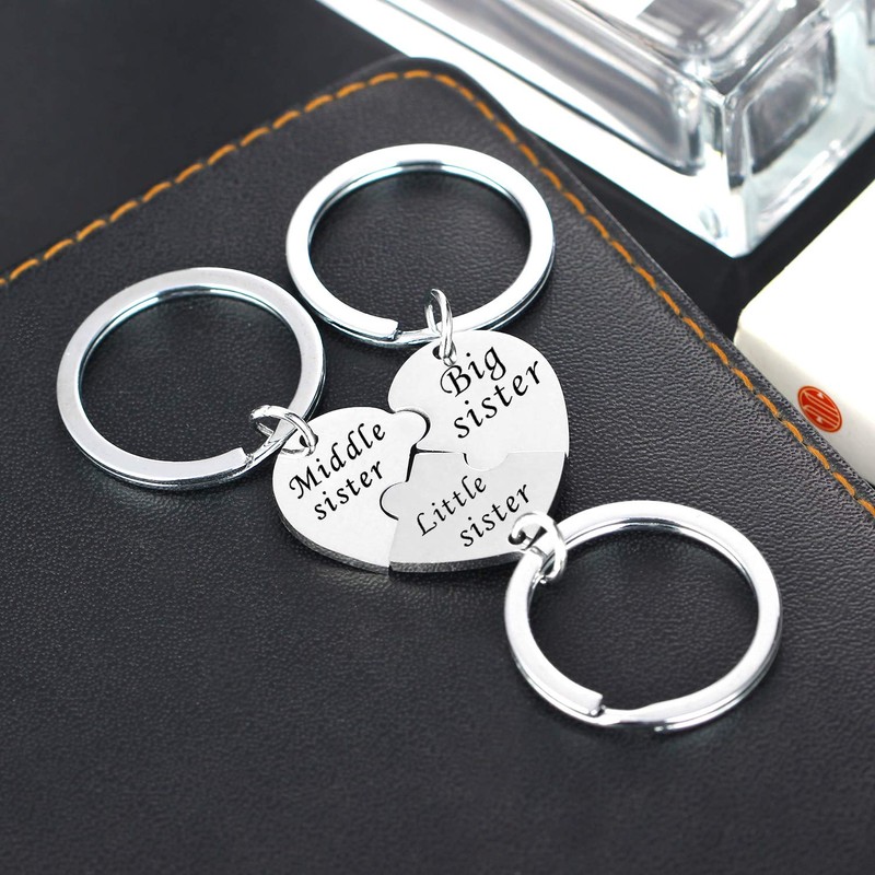 YEEQIN YEEQIN Matching Heart Keychain Set for 3 Sisters -