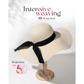 FURTALK Womens Sun Straw Hat Wide Brim UPF 50 Summer Hat Foldable Packable Floppy Beach Hats for Women