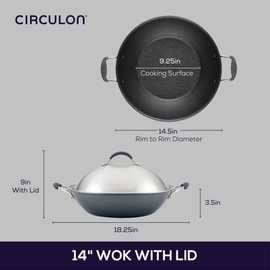 Circulon A1 Series with ScratchDefense Technology Nonstick Induction Wok with Lid, 14 Inch, Graphite