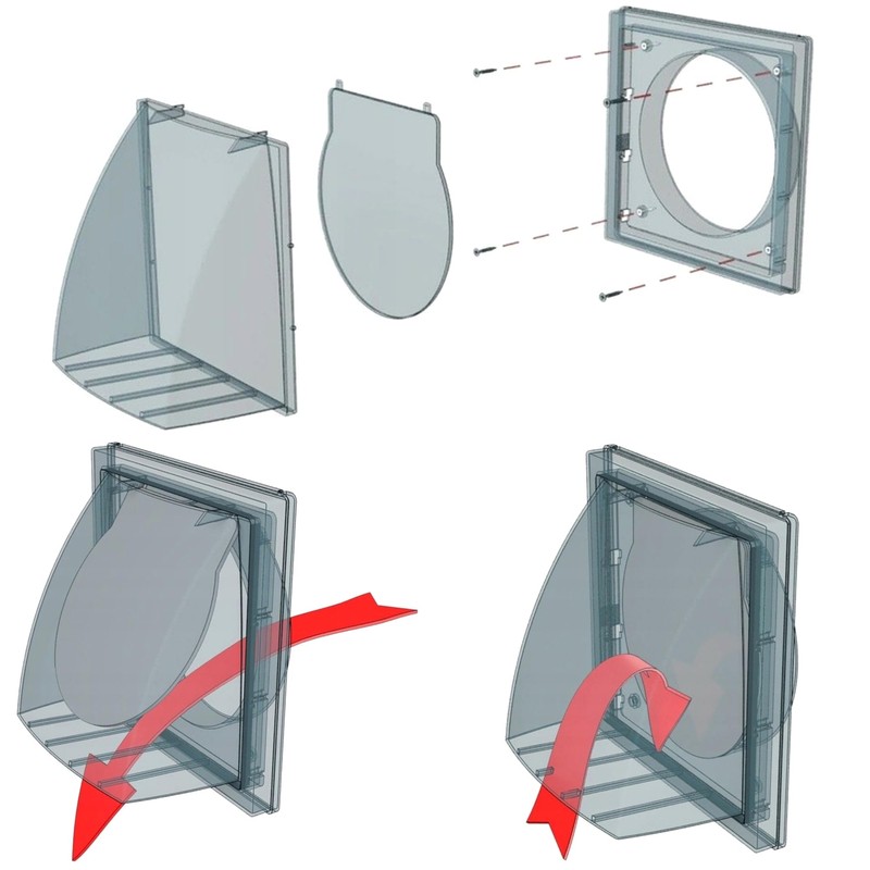Grey Gravity Flap for Ø 100 mm / 4" Round