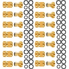 FRQNTKPA Garden Hose Quick Connector, No-Leak 3/4 Inch GHT Thread Fitting Water Hose Female Adapter and Male Adapter, Heavy-Duty Rust Resistant Brass Water Pipe Connect, Easy to Use (14 Pack ）