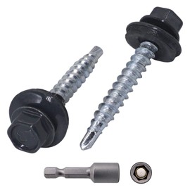 SKIR'CO Pack of 140 Sheet Metal Roofing Screws 4.8 x 35 mm Painted, Self-Drilling Screws with EPDM Washers, Sheet Metal Hex Screw (Anthracite Grey RAL 7016)
