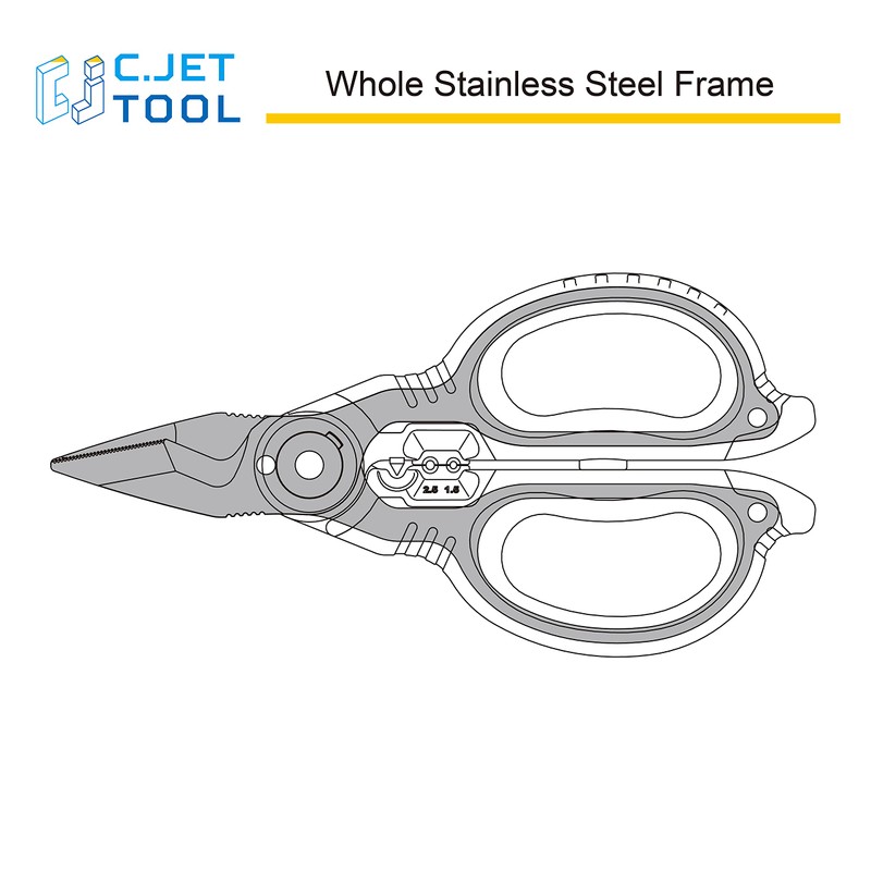 C.JET TOOL 6" Stainless Electrician Scissors Heavy Duty Professional for
