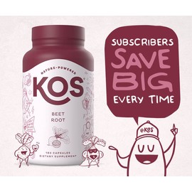 KOS Organic Beetroot Capsules 1500mg - USDA Organic, Antioxidant Power from Organic Beet Root Superfood, Supports Healthy & Active Lifestyle - Non-GMO