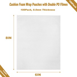 100 Pack 6''x8'' Cushion Foam Pouches, Moving Supplies for Dishes, Packing Foam for Dishes & Cups, Glass Packing Paper and Plate Protectors for Moving Fragile Items (150x200x0.5MM)