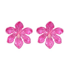 Boho Flower Statement Stud Earrings Pink Studs Hypoallergenic Personality Exaggerated Earrings for Women
