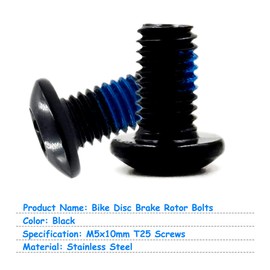 Farbetter 50pcs Bicycle Disc Brake Bolts MTB Rotor Bolts M5x10mm Screws Stainless Steel T25 Bicycle Disc Brake Rotor Bolts Screw