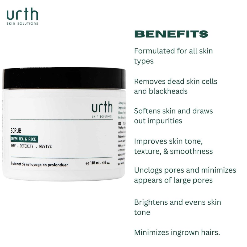 Urth Men's Exfoliating Face Scrub with Green Tea & Rice