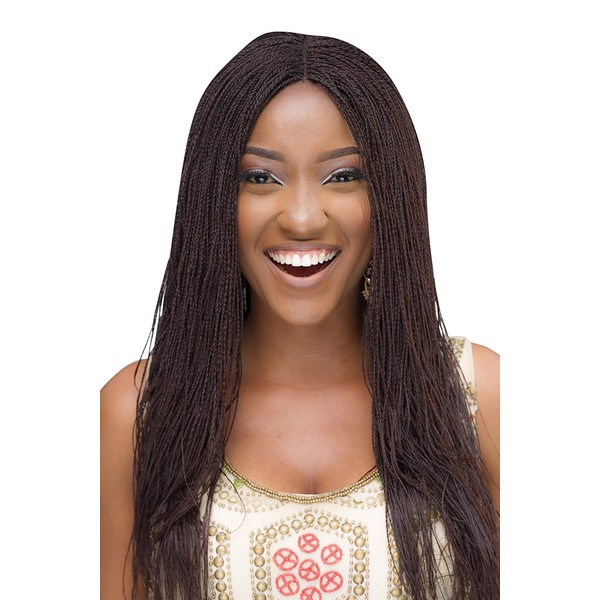 WOW BRAIDS Twisted Wigs, Micro Million Twist Wig - Color 33 - 18 Inches. Synthetic Hand Braided Wigs for Black Women.