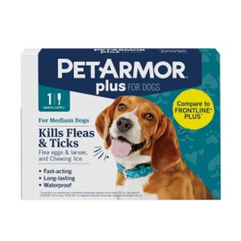 PetArmor PetArmor Plus Flea and Tick Prevention for Dogs, Dog Flea and Tick Treatment, 1 Dose, Waterproof Topical, Fast Acting, Medium Dogs (23-44 lbs)