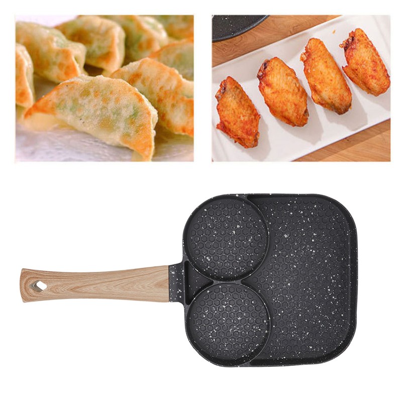 3 in 1 Breakfast Pan Prevents Stick Heat Resistant Divided