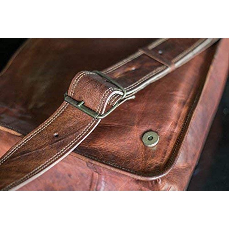 VC VINTAGE COUTURE 18 inch Leather Full Flap Messenger Handmade