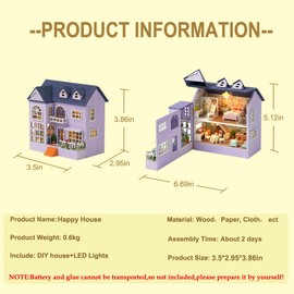 Cute-Eyfud DIY Mini Wooden House Model Kit DIY Wooden Dollhouse Handcraft Miniature Kit Salon Model and Furniture