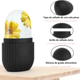 Rodillo de Hielo Facial, Rodillo de Hielo de Doble Cabeza para Cara Y Ojos, Masaje Facial con Rodillo de Hielo, Rodillo de Ojos para el Cuidado de la Piel, forma de Huella de Perro (Rosado)