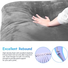 Magic Dog Super Soft Large Dog Bed, 39 Inches Orthopedic Foam Pet Beds with Anti Slip Bottom, Dog Sleeping Mattress with Removable and Washable Cover, Grey