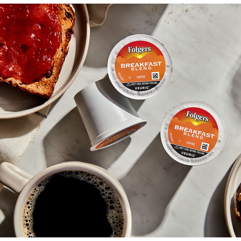 Folgers Breakfast Blend Mild Roast Coffee, 72 Keurig K-Cup Pods