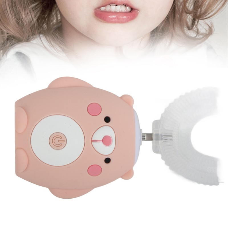 Cute Cartoon Bear Pattern U Shaped Automatic Toothbrush Electric Children