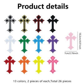 26PCS Cross Iron-On Patches,Style Embroidered Applique for Jeans,Hats,Jackets,Backpacks,Vintage Cross Patches for DIY Clothing & Decorative Repair