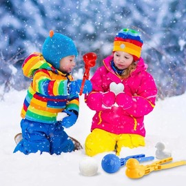 4PCS  Snowball Maker Tools,Winter Snow Toys for Kids Outdoor, Snowman Love Heart Football Duck Shape Snow Ball Clips for Toddler Snowball Fight