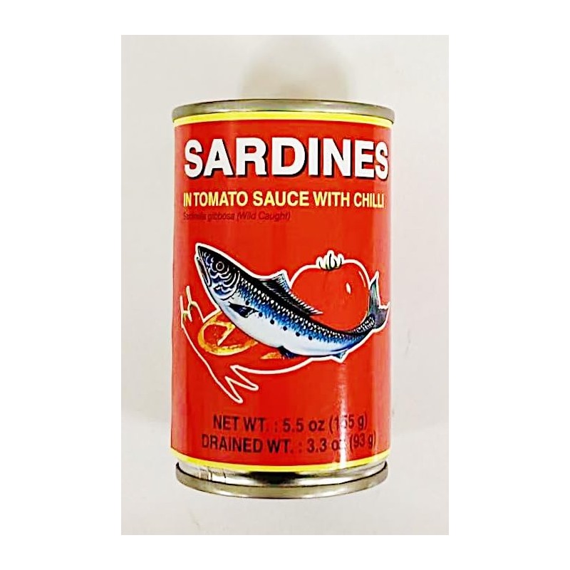 Sardines in Tomato Sauce with Chili, 5.5 oz, Pack of