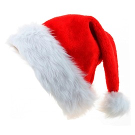 Zclro Santa Hat,Christmas Hat Holiday for Adults,Comfort Velvet Extra Thicken Fur Xmas Hat for Christmas New Year Festive Party Gifts
