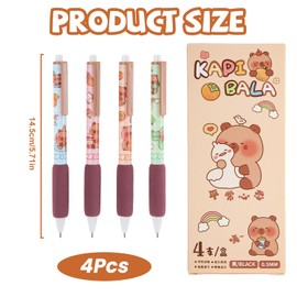Erasable Gel Pens 4Pcs Lovely Capybara Gel Pen with Soft Rubber Grip Retractable Pens 0.5mm Fine Point Blue Ink Pens Kawaii Smooth Writing Pens (Style A)