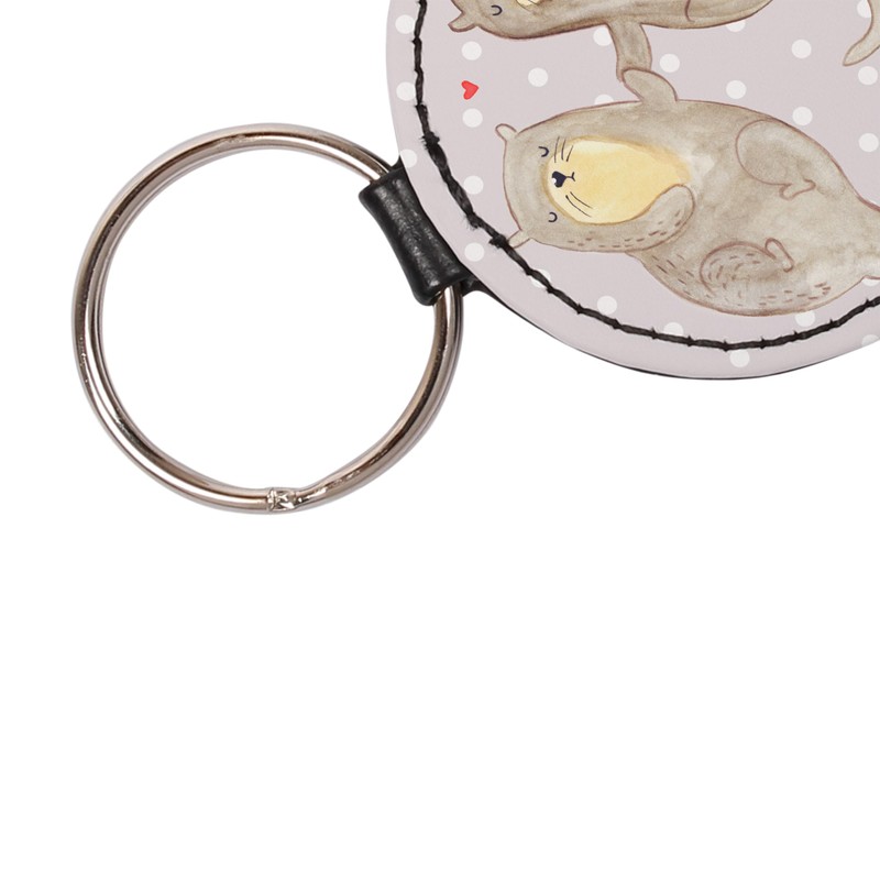 Mr. & Mrs. Panda Round Key Ring Otter Holding Hands,