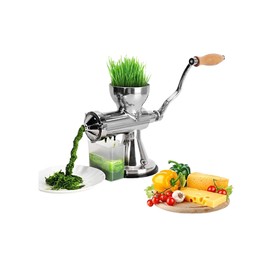 304 Stainless Steel Wheatgrass Juicer, Hand Crank Fruit Press for Wheatgrass and Leafy Green, Manual Juicer for Celery Kale Spinach Parsley Pomegranate Apple Grape