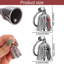 Motorcycle Bells, 2 Pieces Stainless Steel Motorcycle Bell Lucky Charm, Motorcycle Bell Hanger, Chrome, Protective Bell Angel Riding Bell, for Motorcycle Accessories or Key Chain, Multi-Colour