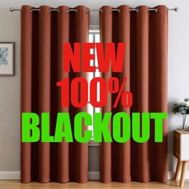 G2000 100% Blackout Curtains for Bedroom Living Room Curtains 84 Inches Long Rust Curtains Room Darkening Window Grommet Curtains Thermal Lined Insulated Light Blocking Noise Reducing 2 Panels Set