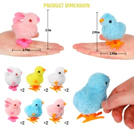 KIMOBER 12PCS Wind Up Bunny Chick Toys,Jumping Chicken and Wind-Up Bunny Clockwork Toys for Easter Egg Hunt Basket Stuffers Party Favors