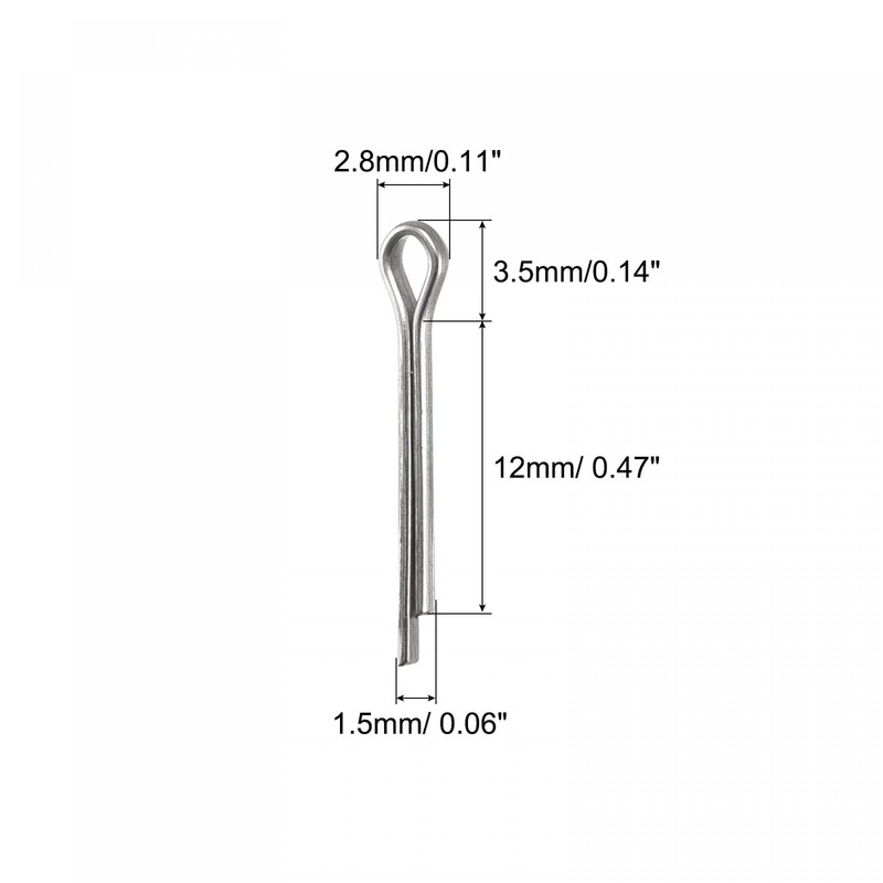 sourcing map Split Cotter Pin, 1.5mm x 12mm Stainless Steel