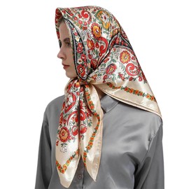 VelureLWJ 35 inch Satin Head Scarf, Like Silk Scarf for Women, Head Scarf for Women, Silk Hair Scarf, Neck Scarf, Bohemian Scarf, Luxuriously Soft and Silky Smooth Fashion Accessory- Packaged