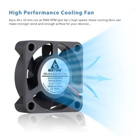 GDSTIME 2Pcs 40 x 10mm Fan 5V 4010 Cooling Fan 40mm x 10mm Brushless Fan For Exhaust Fan Replacement Ventilation