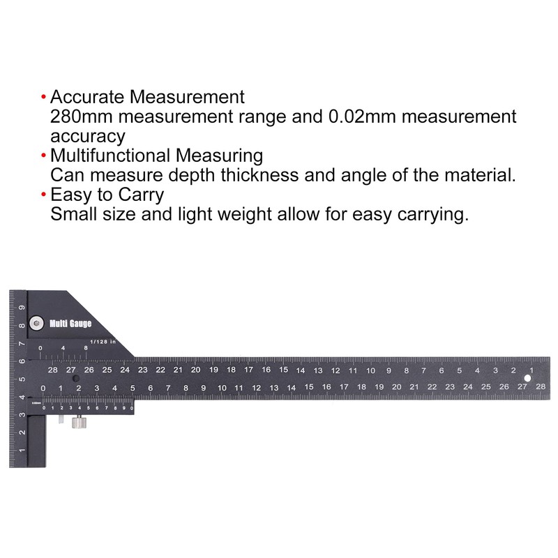 Woodworking Scribing Ruler,Marking Measuring Gauge T‑Shaped Multifunctional Carpentry Tool,T-Shaped Design