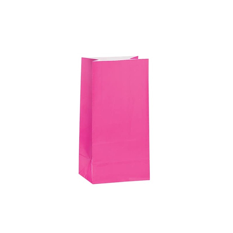 Vibrant Hot Pink Paper Party Bags (Pack of 12) -