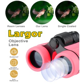 Binoculars for Kids, Toys for 3-12 Years Boys and Girls High-Resolution Optics Shockproof Mini Compact Toy Binoculars for Bird Watching, Hiking, Camping, Science, Detective